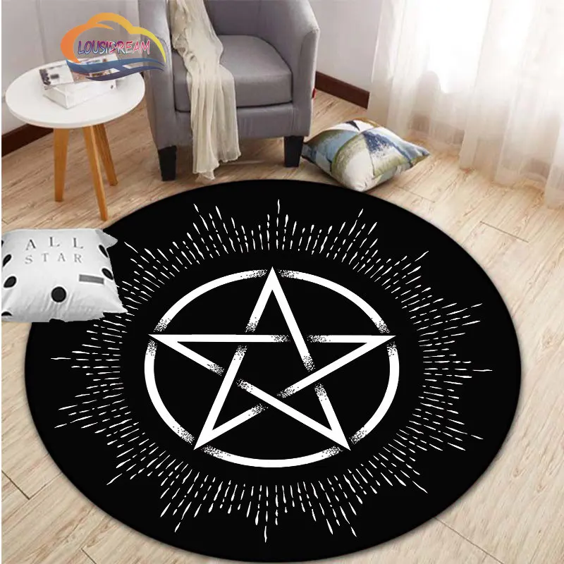 

Tree of Life Pentagram Round Carpets Wiccan Round Mat Vintage Mandala Round Carpet Rug Yoga Mat Bedside floor mat for bedroom