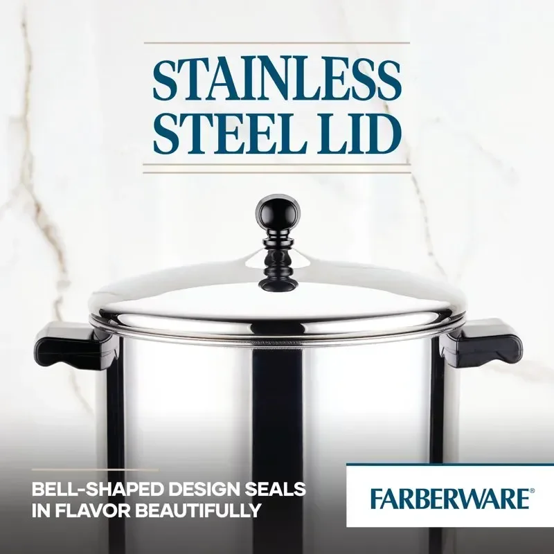 

Durable and Sturdy Silver Classic Series Stainless Steel Pot with Lid, Perfect for Food Prep and Color.