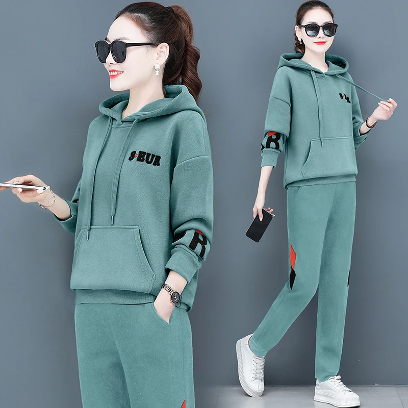 Autumn 2 Piece Suit New Hooded Casual Loose Long Sleeved Sweater Two Piece Sets Women Solid Color Plus Size
Autumn 2 Piece Suit New Hooded Casual Loose Long Sleeved Sweater Two Piece Sets Women Solid Color Plus Size