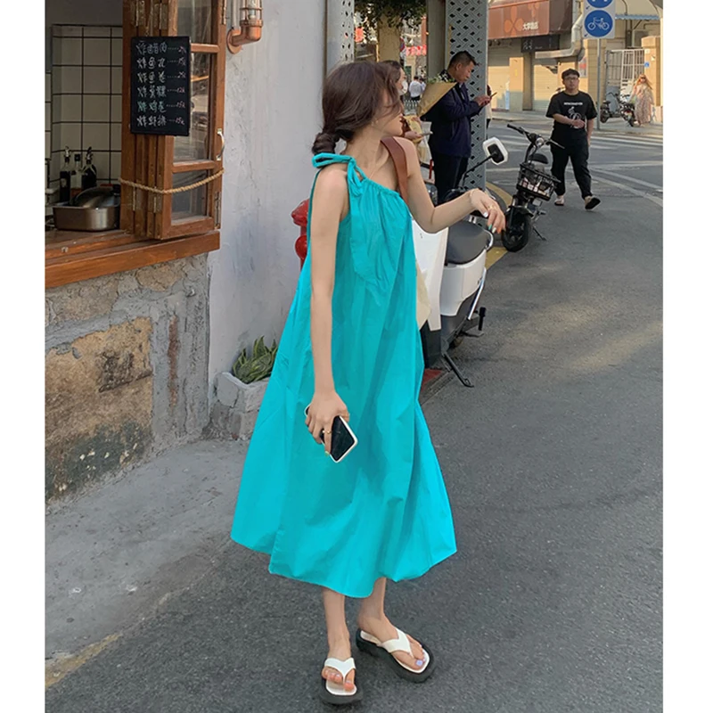 Korean Style Asymmetrical Sleeveless 2022 New Women Summer Dress Fashion Solid Pullover Belt Inclined Shoulder Female Long Dress
Korean Style Asymmetrical Sleeveless 2022 New Women Summer Dress Fashion Solid Pullover Belt Inclined Shoulder Female Long Dress