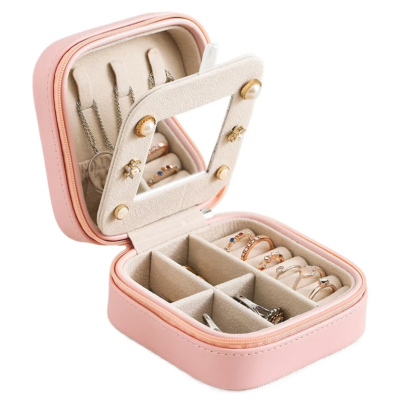 

Двухслойная коробка для хранения, женская дизайнерская кожаная шкатулка для ювелирных украшений в роскошном стиле с умным отделением, органайзер для сережек