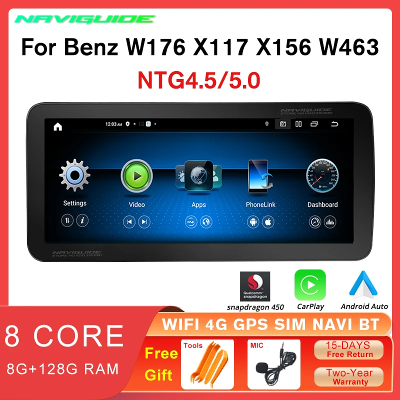 NAVIGUIDE 12.3'' 8+128GB Car Radio Multimedia Player For Mercedes A CLA GLA W176 C117 X156 8 Core 1920*720P Carplay GPS Stereo
NAVIGUIDE 12.3'' 8+128GB Car Radio Multimedia Player For Mercedes A CLA GLA W176 C117 X156 8 Core 1920*720P Carplay GPS Stereo