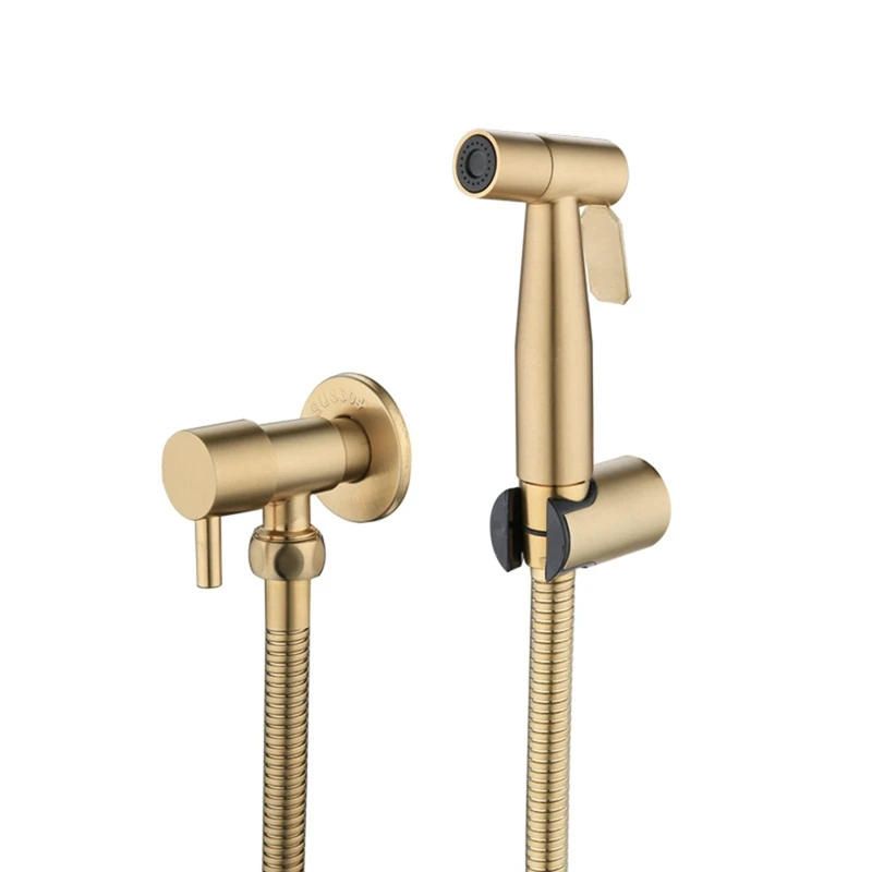 Bathroom Toilet Bidet Tap Kit Brushed Gold Wall Mounted Bidet Sprayer Shower With Shut-Off Valve
Bathroom Toilet Bidet Tap Kit Brushed Gold Wall Mounted Bidet Sprayer Shower With Shut-Off Valve