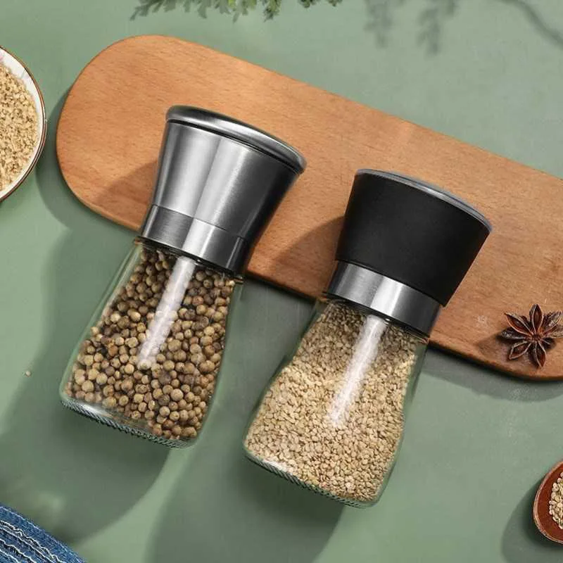 Manual Pepper Grinder Seasoning Bottle Kitchen Supplies Pepper Grinder Glass Grinding Bottle 304 Spice Mill For Kitchen Grinding 
Manual Pepper Grinder Seasoning Bottle Kitchen Supplies Pepper Grinder Glass Grinding Bottle 304 Spice Mill For Kitchen Grinding