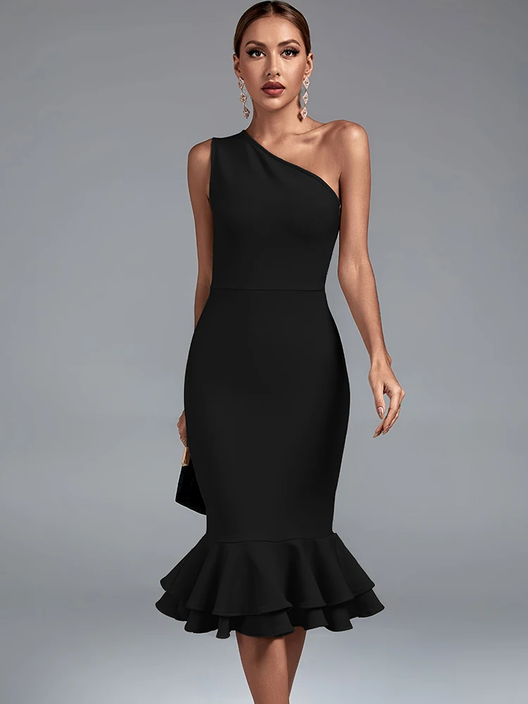 Mermaid Bandage Dress Women Black Bodycon Dress Evening Party Elegant Sexy One Shoulder Midi Birthday Club Outfits 2022 Summer
Mermaid Bandage Dress Women Black Bodycon Dress Evening Party Elegant Sexy One Shoulder Midi Birthday Club Outfits 2022 Summer