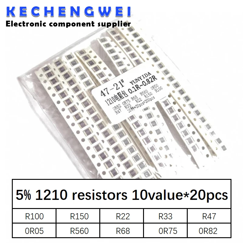 200PCS 5% 1210 SMD resistors assorted kit set ,10 value*20pcs=200pcs 0R82 0R75 R68 R560 0R50 R47 R33 R22 R150 R100
200PCS 5% 1210 SMD resistors assorted kit set ,10 value*20pcs=200pcs 0R82 0R75 R68 R560 0R50 R47 R33 R22 R150 R100