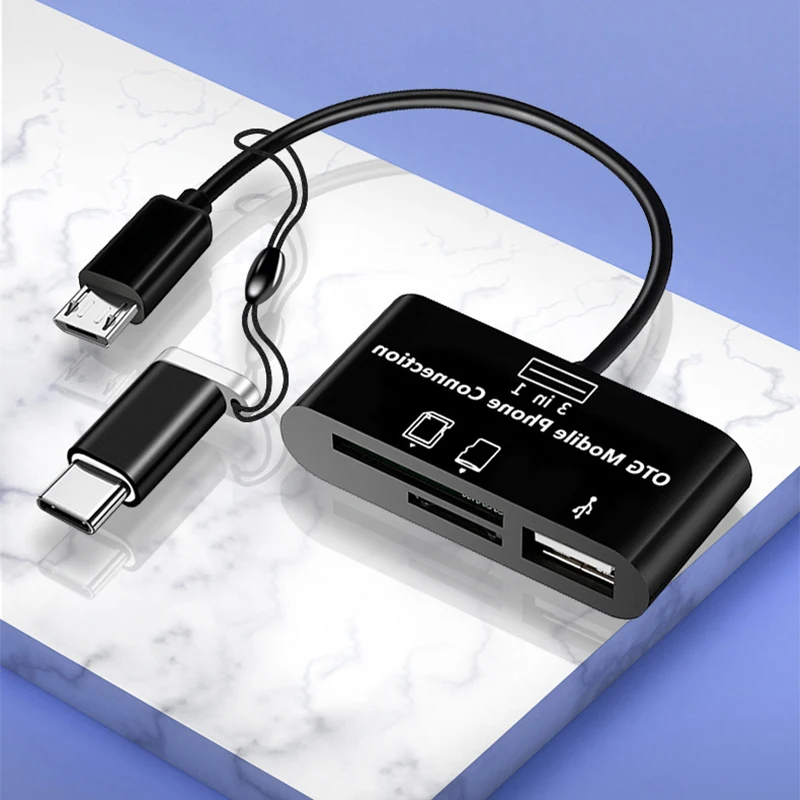 3 in1 Type-c Micro USB SD TF phone OTG Card reader Host Adapter SD Card Reader for Samsung Galaxy S4 S2 S3 Note 2 Tablet New Hot
3 in1 Type-c Micro USB SD TF phone OTG Card reader Host Adapter SD Card Reader for Samsung Galaxy S4 S2 S3 Note 2 Tablet New Hot