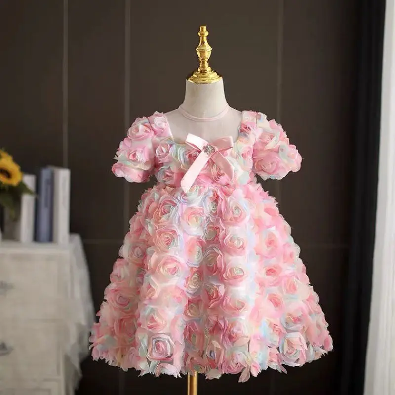 Three -dimensional Rose flower Lace princess dress Round neck Bow Baby girls’dress for Wedding Birthday party Children's wear
Three -dimensional Rose flower Lace princess dress Round neck Bow Baby girls’dress for Wedding Birthday party Children's wear