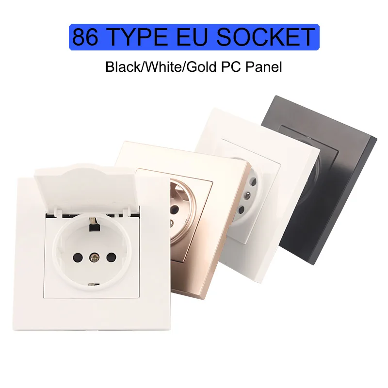 EU Standard 16A Household Embedded 86 Type Power Socket White/Black/Gold Bedroom Panel AC 110V-250V Household Embedded Outlet
EU Standard 16A Household Embedded 86 Type Power Socket White/Black/Gold Bedroom Panel AC 110V-250V Household Embedded Outlet