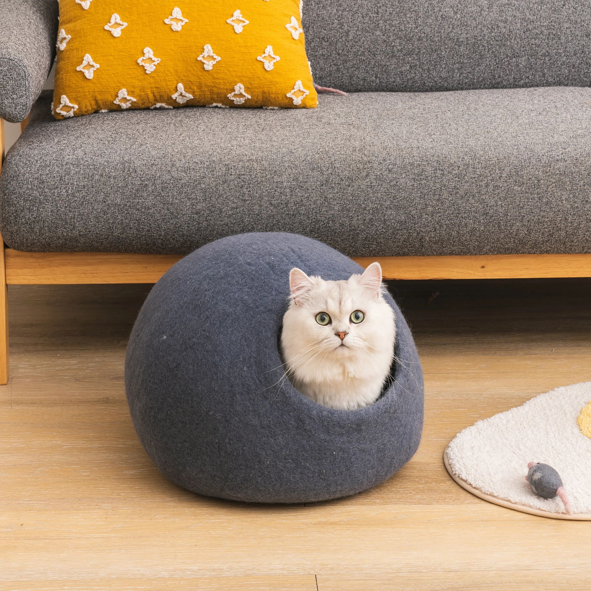 Cat Cave Bed -Handmade Wool Cat Bed Cave Round Cat Nest with Mouse Toy Suitable For All Cats
Cat Cave Bed -Handmade Wool Cat Bed Cave Round Cat Nest with Mouse Toy Suitable For All Cats