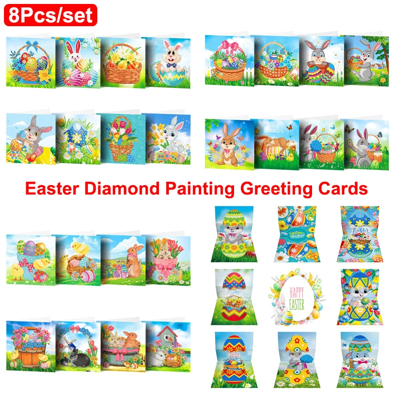 8Pcs DIY Special-shaped Diamond Painting Greeting Cards Easter Bunny Egg Diamond Art Mosaic Postcards Kid Festival Handmade Gift
8Pcs DIY Special-shaped Diamond Painting Greeting Cards Easter Bunny Egg Diamond Art Mosaic Postcards Kid Festival Handmade Gift