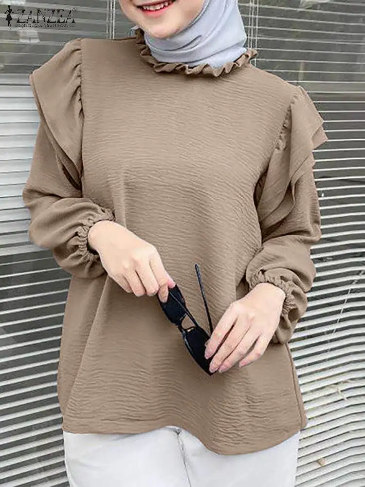 Модная Осенняя рубашка ZANZEA с длинными рукавами и оборками, Повседневная Свободная абайя, стандартная Исламская одежда, Женская однотонная блузка Eid Mubarek
Модная Осенняя рубашка ZANZEA с длинными рукавами и оборками, Повседневная Свободная абайя, стандартная Исламская одежда, Женская однотонная блузка Eid Mubarek