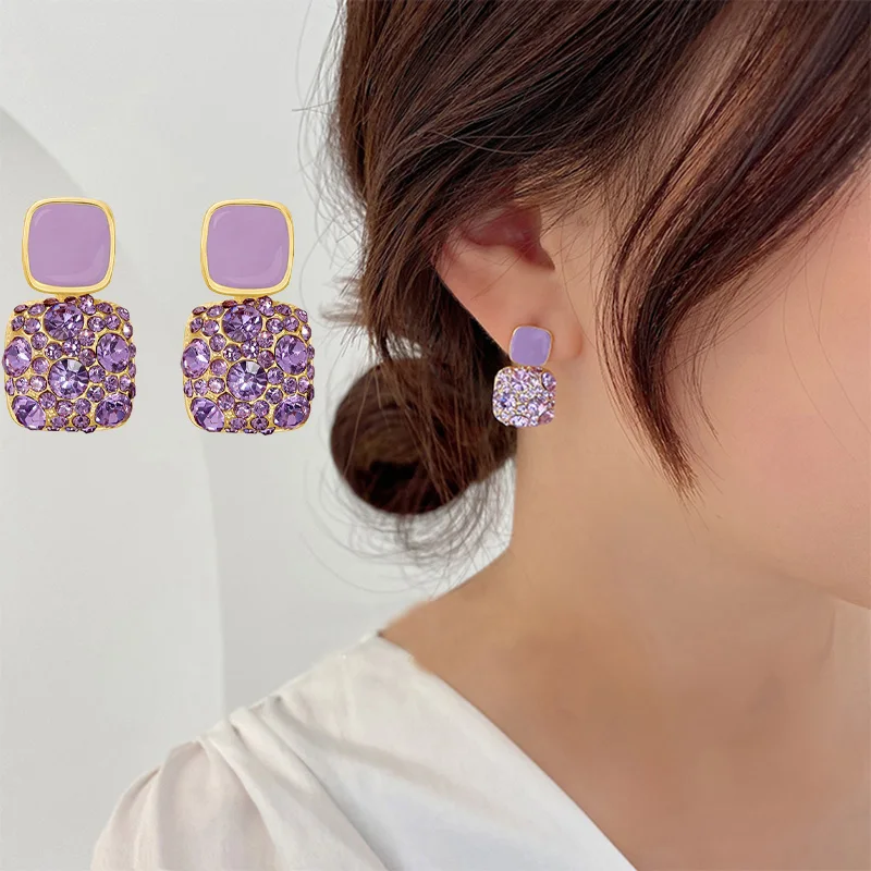 Korean Fashion Dangle Earrings for Women Bridal Purple Rhinestone Stud Jewelry Accessories Wedding Party Gift Female 2022 Trend
Korean Fashion Dangle Earrings for Women Bridal Purple Rhinestone Stud Jewelry Accessories Wedding Party Gift Female 2022 Trend