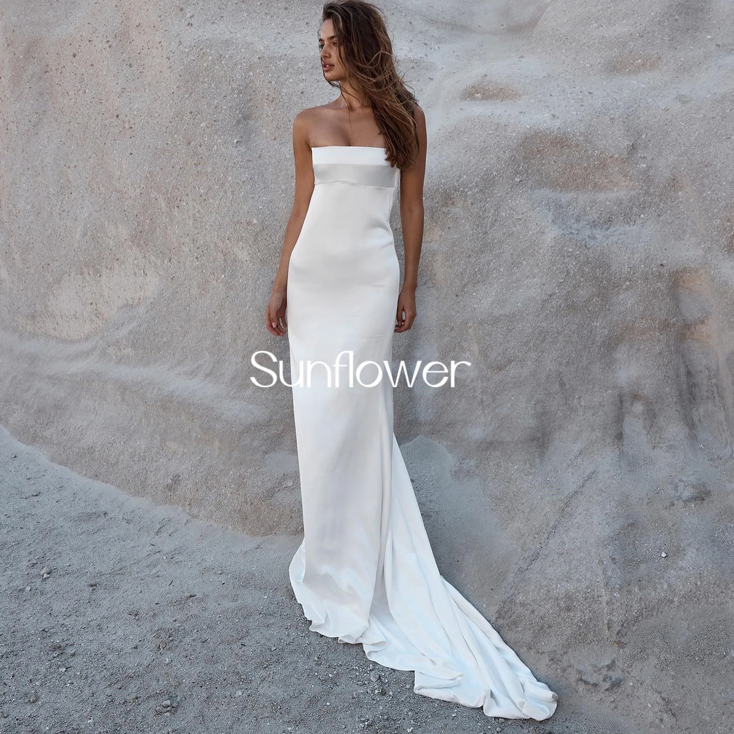 Sunflower Empire Strapless Sweep Train Ruffle Ribbon Satin Zipper Up Sleeveless Beach wedding dress Elegant Woman Multiple 2023
Sunflower Empire Strapless Sweep Train Ruffle Ribbon Satin Zipper Up Sleeveless Beach wedding dress Elegant Woman Multiple 2023