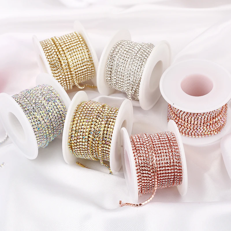 AAA Grade SS4.5-SS18(1.5mm-4.5mm) Clear Crystal AB Dense Rhinestone Cup Chain Sliver/Rose Gold Claw Strass Rhinestone Chain Trim
AAA Grade SS4.5-SS18(1.5mm-4.5mm) Clear Crystal AB Dense Rhinestone Cup Chain Sliver/Rose Gold Claw Strass Rhinestone Chain Trim