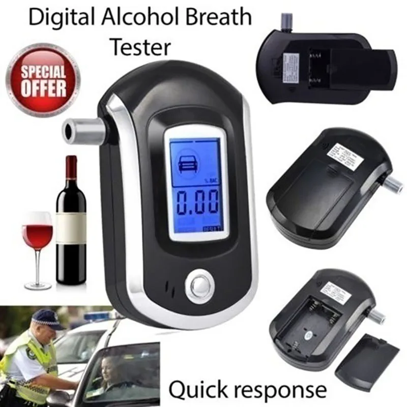 1pcs Professional Digital Breath Alcohol Tester Breathalyzer with LCD Dispaly with 5 Mouthpieces AT6000 Bafometro Alcoholimetro
1pcs Professional Digital Breath Alcohol Tester Breathalyzer with LCD Dispaly with 5 Mouthpieces AT6000 Bafometro Alcoholimetro