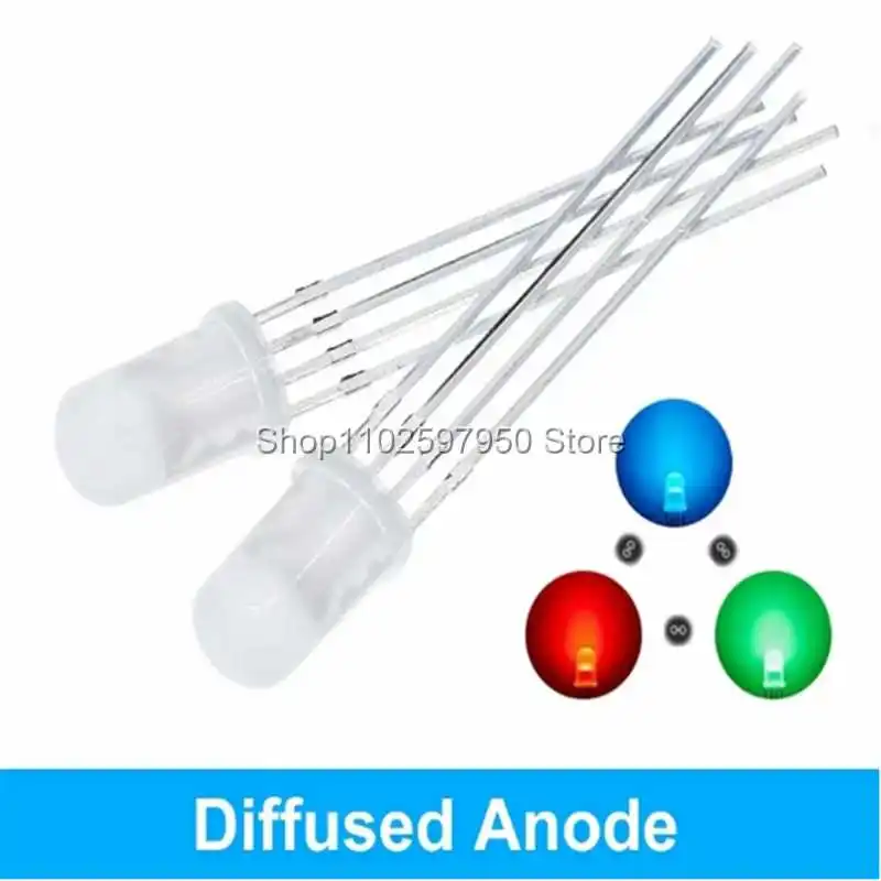 

10pcs 5mm RGB LED Common Cathode / Common Anode Tri-Color Emitting Diodes f5 RGB Diffused / Transparent Highlight for arduino
