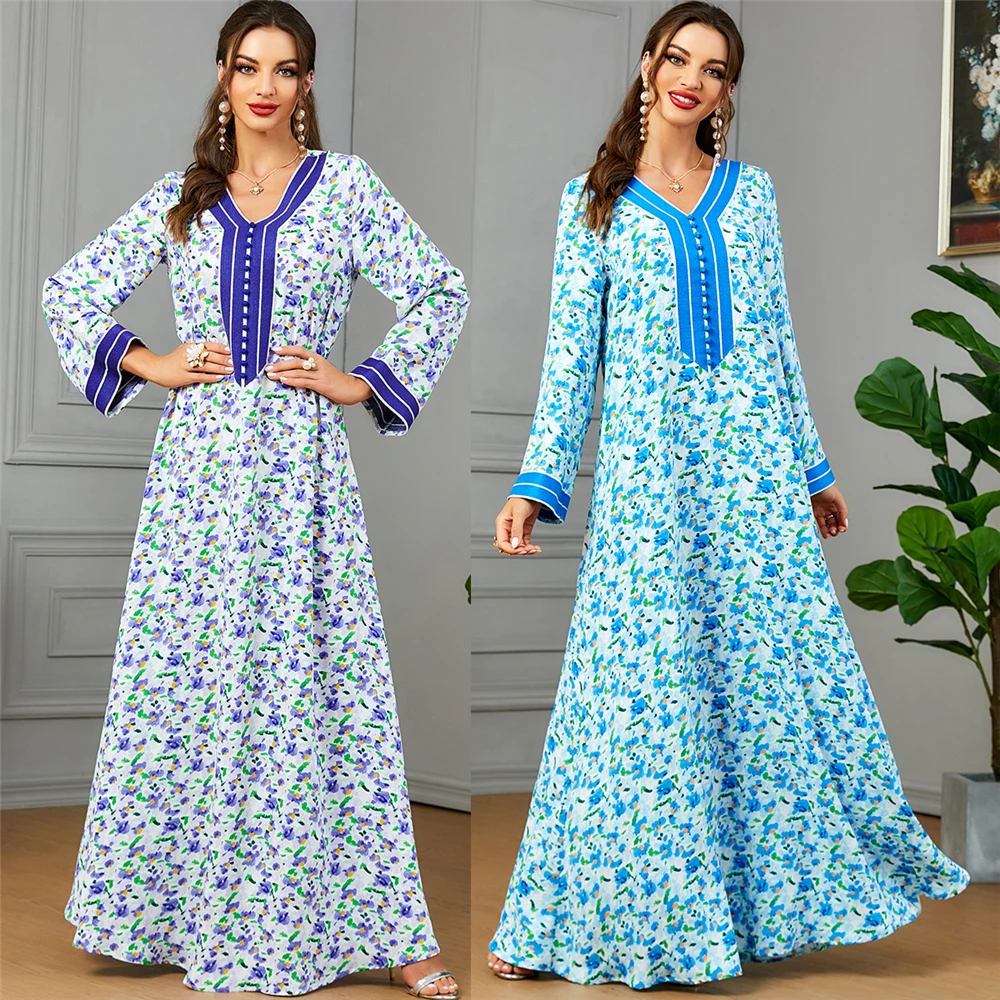 2023 Autumn Floral Print Long Sleeve Maxi Dress for Women Muslim Abaya Dubai Turkey Kaftan Islamic Clothing Gulf Jalabiya Robe
2023 Autumn Floral Print Long Sleeve Maxi Dress for Women Muslim Abaya Dubai Turkey Kaftan Islamic Clothing Gulf Jalabiya Robe