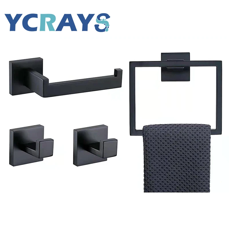 YCRAYS Black Square Bathroom Hardware Sets Toilet Tissue Roll Paper Holder Towel Bar Rack Rail Robe Hook For Hanger Accessories
YCRAYS Black Square Bathroom Hardware Sets Toilet Tissue Roll Paper Holder Towel Bar Rack Rail Robe Hook For Hanger Accessories