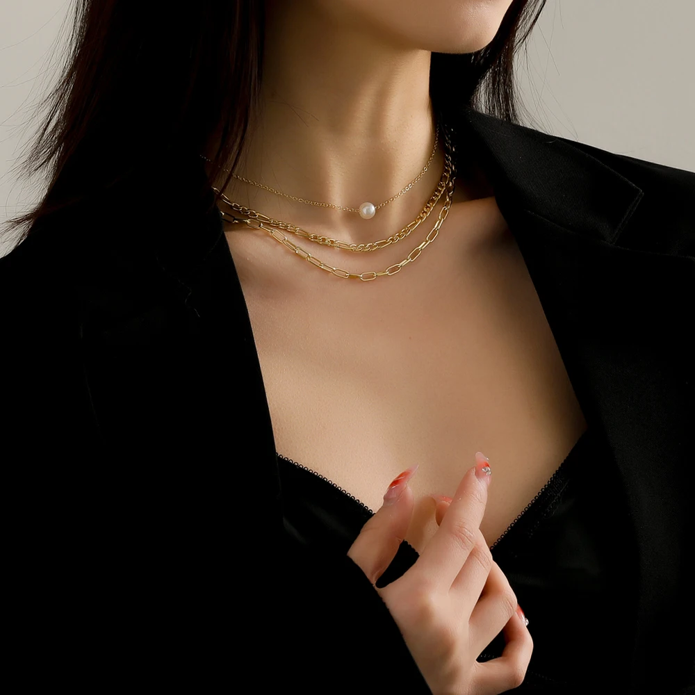 Lost Lady New Fashion Three Layer Ladies Chain Necklace Simple Niche Design Imitation Pearl Girl Birthday Gift
Lost Lady New Fashion Three Layer Ladies Chain Necklace Simple Niche Design Imitation Pearl Girl Birthday Gift