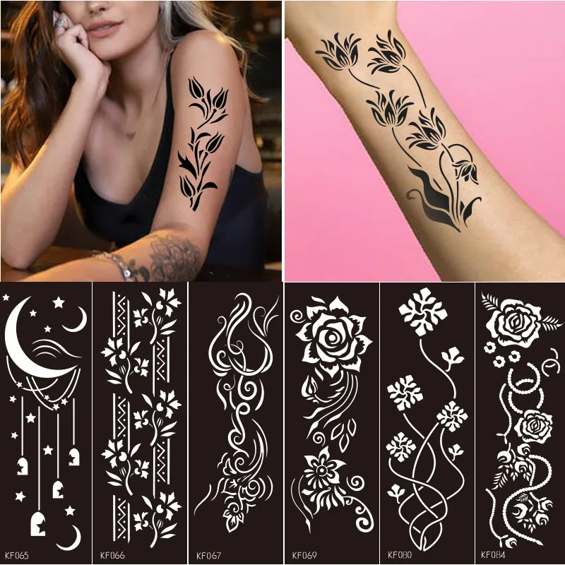 Black Flower Hollow Tattoo Stencils for Temporary Tattoo Templates Back Arm Body Art Sexy Hectographic Tattoos Paper Women Men
Black Flower Hollow Tattoo Stencils for Temporary Tattoo Templates Back Arm Body Art Sexy Hectographic Tattoos Paper Women Men