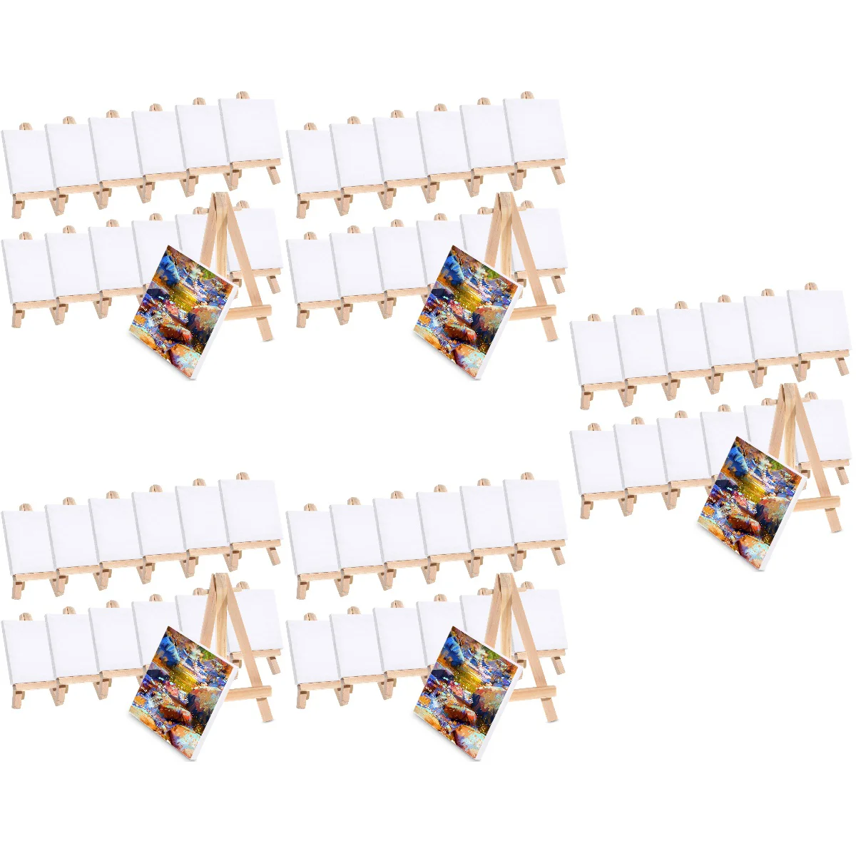 60 Sets Mini Painting Canvas with Easel Sets Blank Canvas Boards with Stands Oil Artwork Supplies
60 Sets Mini Painting Canvas with Easel Sets Blank Canvas Boards with Stands Oil Artwork Supplies