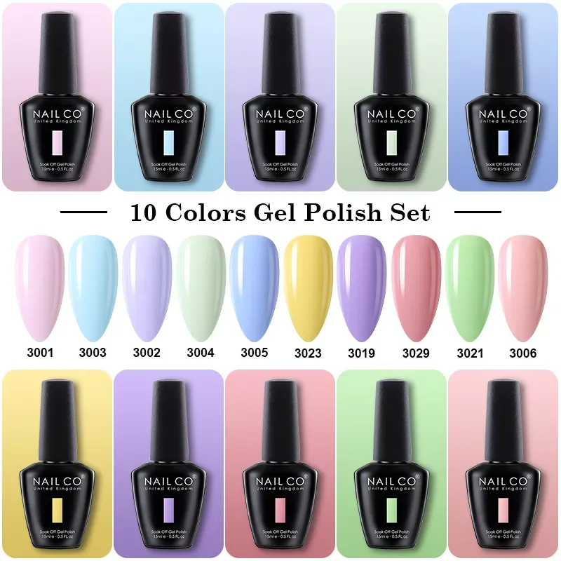 NAILCO 10pcs/Set 15ml Gel Nail Polish Set Multi-Color Gel Varnish Hybrid Gelvarnish Top Coat Soak Off UV Gellak Lakiery Nail Art
NAILCO 10pcs/Set 15ml Gel Nail Polish Set Multi-Color Gel Varnish Hybrid Gelvarnish Top Coat Soak Off UV Gellak Lakiery Nail Art