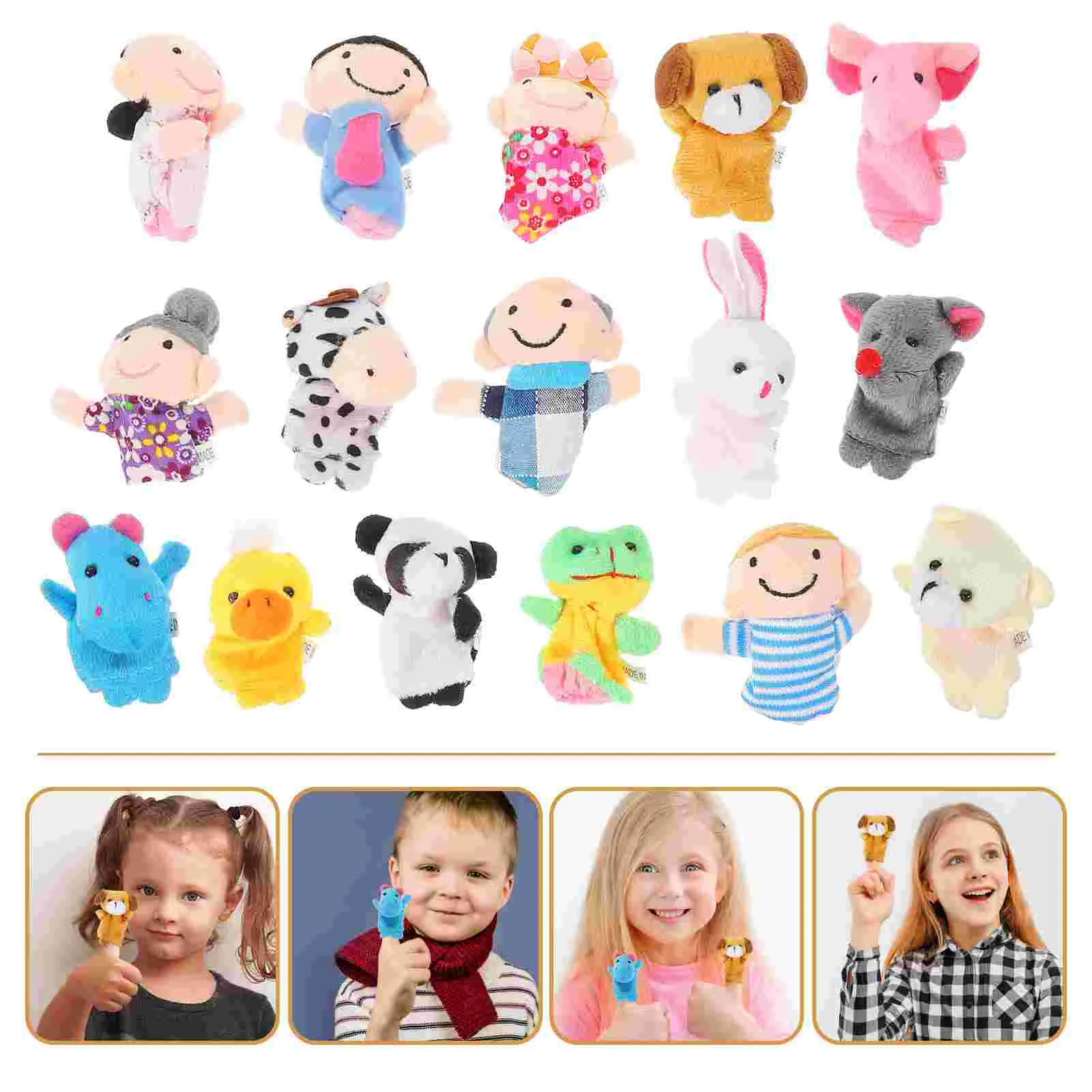 

Family Members Puppet Toys: 16pcs Plush Hand Puppets for Storytelling Teaching Preschool Role Play Props
