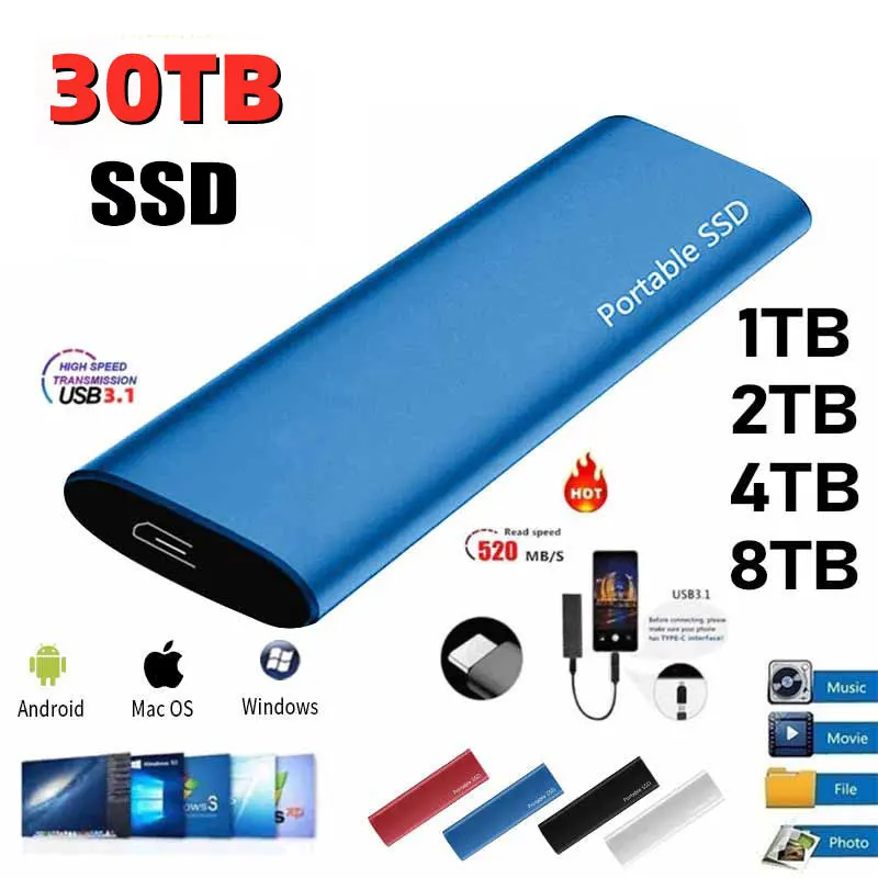Внешний жесткий диск 1 ТБ высокоскоростное портативное мобильное устройство SSD стандартный интерфейс твердотельный диск для настольного компьютера/ноутбука/смартфона
Внешний жесткий диск 1 ТБ высокоскоростное портативное мобильное устройство SSD стандартный интерфейс твердотельный диск для настольного компьютера/ноутбука/смартфона