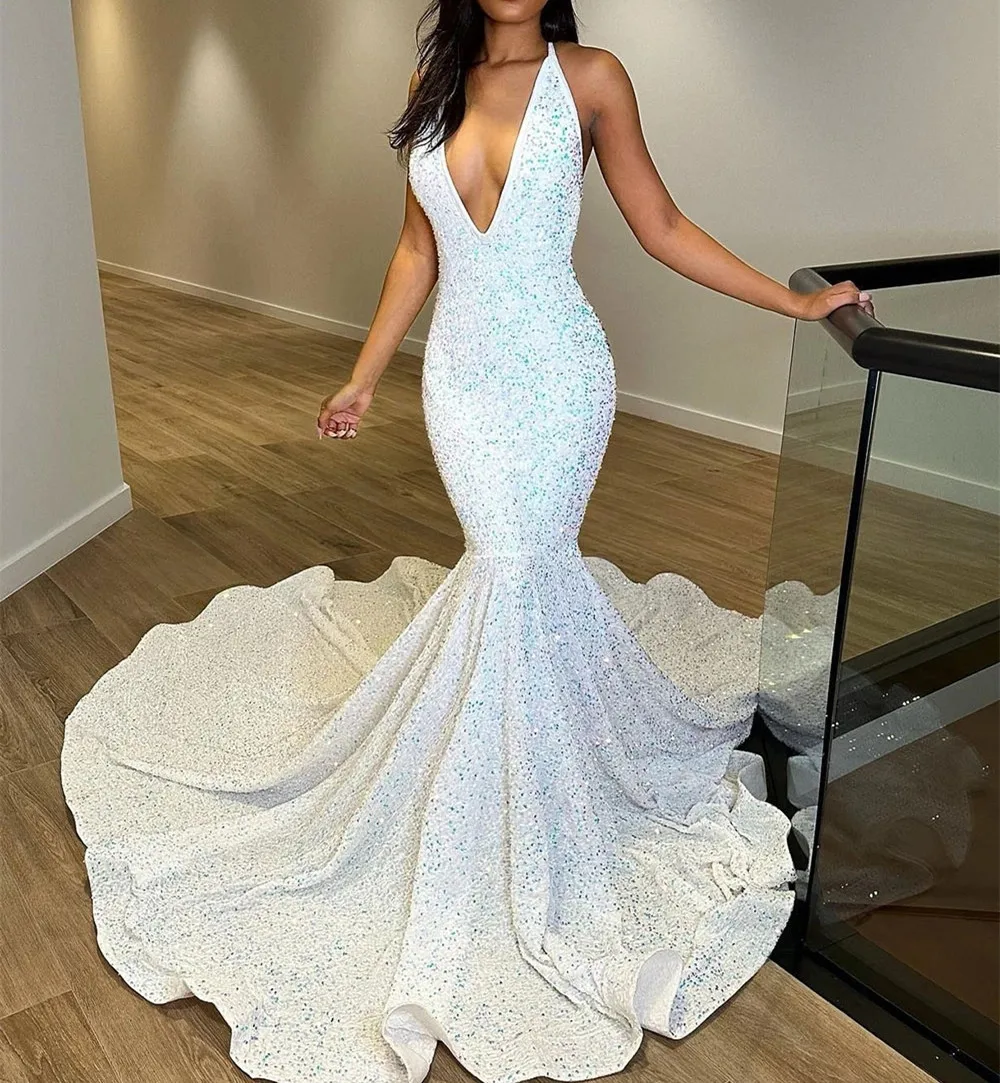 

Charming Velvet Sequins Prom Dresses Mermaid Backless 2023 Senior Party Gowns Formal Met Gala Evening Gowns Vestido De Noche