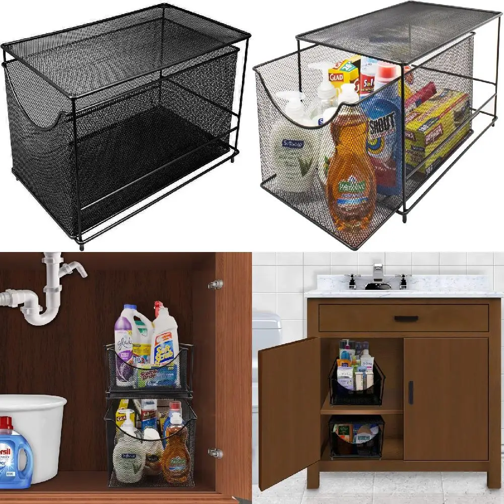 Elegant Black Mesh Pull-Out Basket Cabinet - Quickly Store & Organize to Keep Neatly in Place.
Elegant Black Mesh Pull-Out Basket Cabinet - Quickly Store & Organize to Keep Neatly in Place.