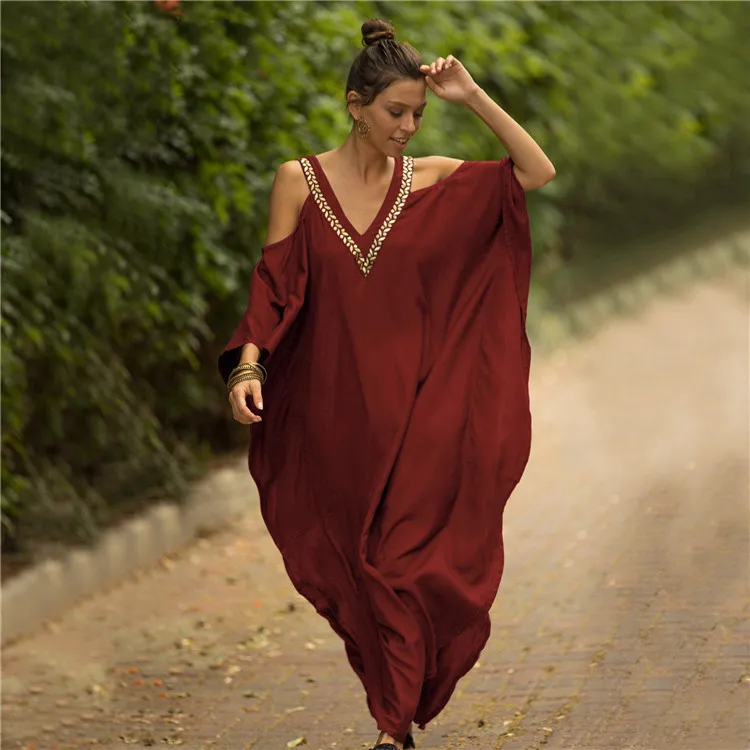 V-neck Embroidered Beach Dress Off-shoulder Loose Sunscreen Shirt Dress Women Seaside Holiday 2023 Spring Summer New Style Red
V-neck Embroidered Beach Dress Off-shoulder Loose Sunscreen Shirt Dress Women Seaside Holiday 2023 Spring Summer New Style Red