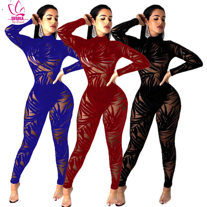 SUSOLA Bamboo Leaf Sheer Mesh Jumpsuit O Neck Long Sleeve Women Sexy Night Club Party Romper Trend Bar Overalls Costumes
SUSOLA Bamboo Leaf Sheer Mesh Jumpsuit O Neck Long Sleeve Women Sexy Night Club Party Romper Trend Bar Overalls Costumes