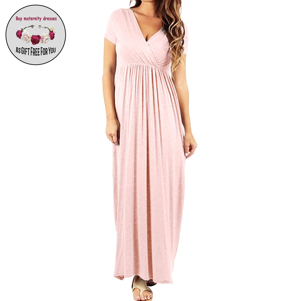 Women Casual Maternity Dress Short Sleeve Deep V-neck High Waist Pleated Maxi Loose Maternity Pregnancy Dress Photography Props
Women Casual Maternity Dress Short Sleeve Deep V-neck High Waist Pleated Maxi Loose Maternity Pregnancy Dress Photography Props