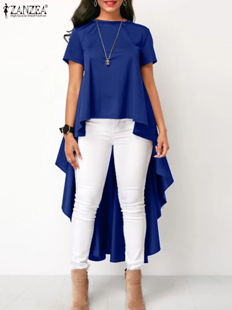 ZANZEA Chic Elegant Maxi Blouse Women Party Asymmetrical Tops 2022 Summer Solid Short Sleeve Shirt Casual High Low Camisas Tunic
ZANZEA Chic Elegant Maxi Blouse Women Party Asymmetrical Tops 2022 Summer Solid Short Sleeve Shirt Casual High Low Camisas Tunic