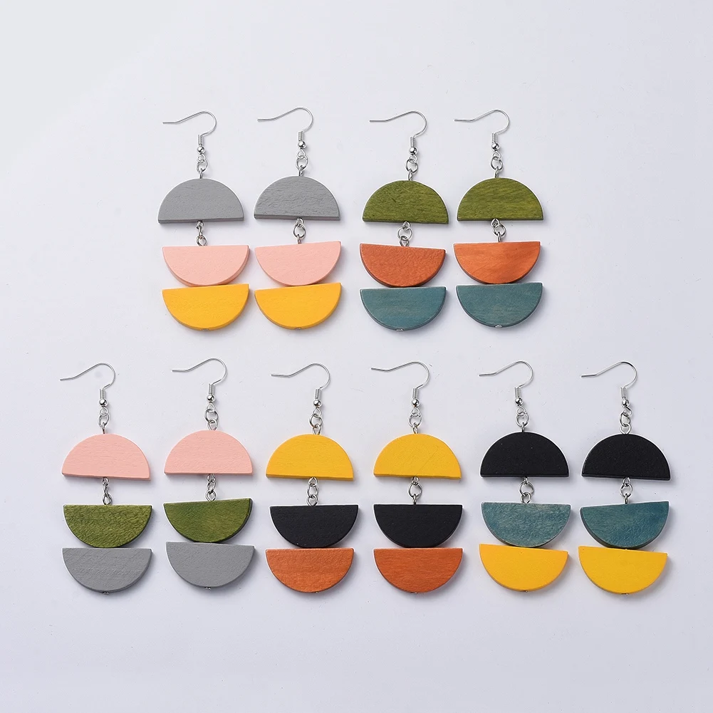 Kissitty 5 Pairs Mixed Color Semicircle Wood Dangle Earrings With Brass Earring Hooks For Women Jewelry Findings Gift
Kissitty 5 Pairs Mixed Color Semicircle Wood Dangle Earrings With Brass Earring Hooks For Women Jewelry Findings Gift