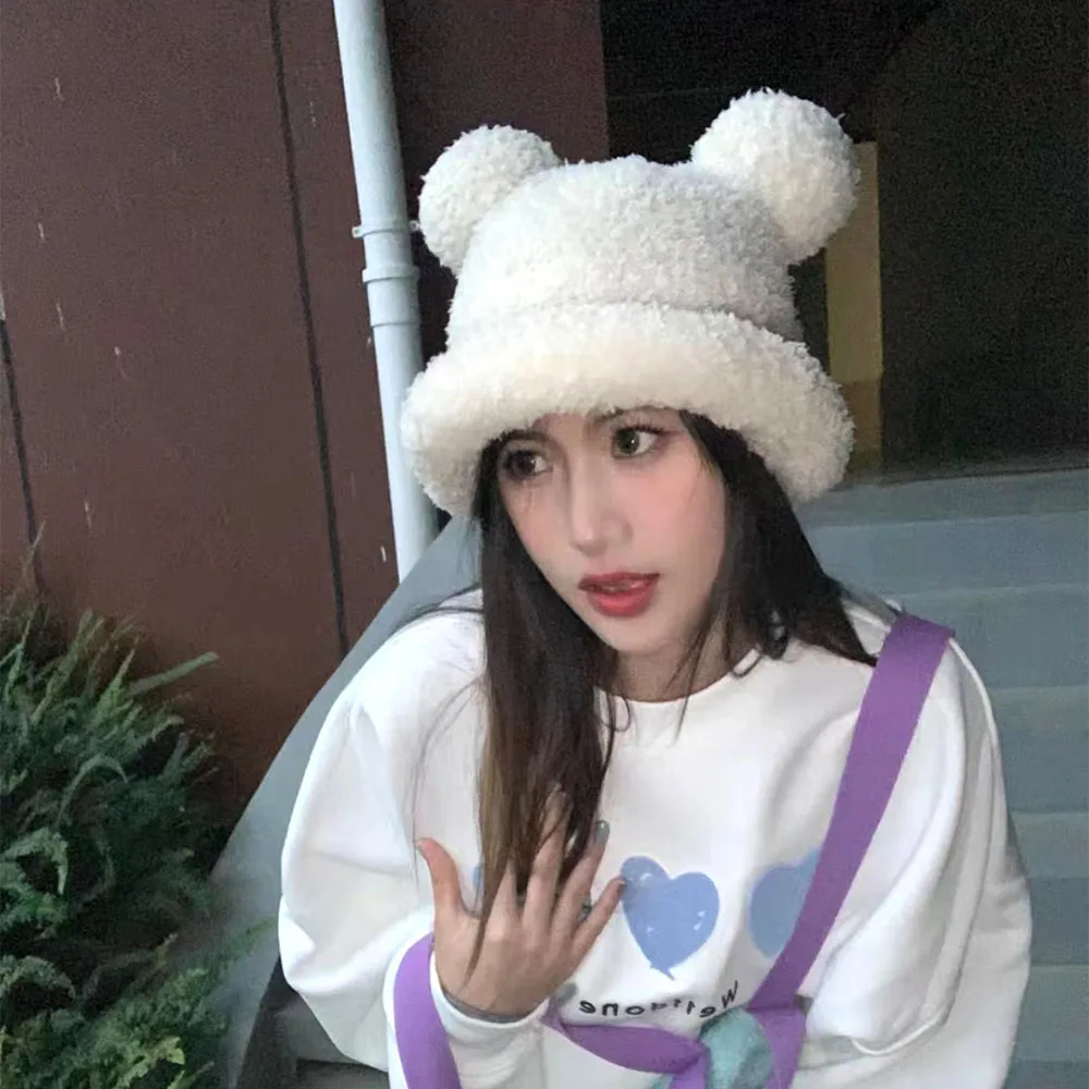022 New WinterBear Ears Bucket Hats for women Outdoor Multicolor Knitted Hat Soft Warm hip hop cute hat for gift free shipping
022 New WinterBear Ears Bucket Hats for women Outdoor Multicolor Knitted Hat Soft Warm hip hop cute hat for gift free shipping