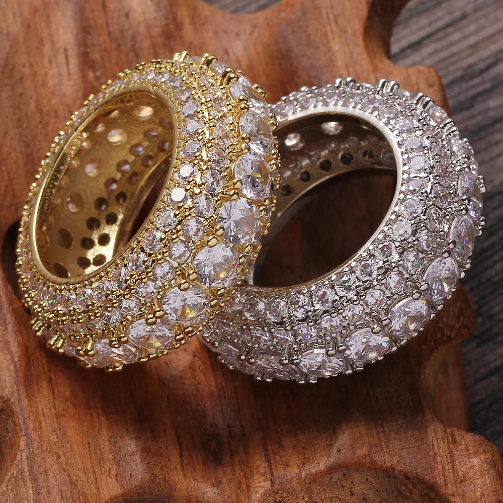 Hip-Hop Zircon Ring 10Mm Full Set Electroplating Gold and silver Trend Men'S Ring 
Hip-Hop Zircon Ring 10Mm Full Set Electroplating Gold and silver Trend Men'S Ring