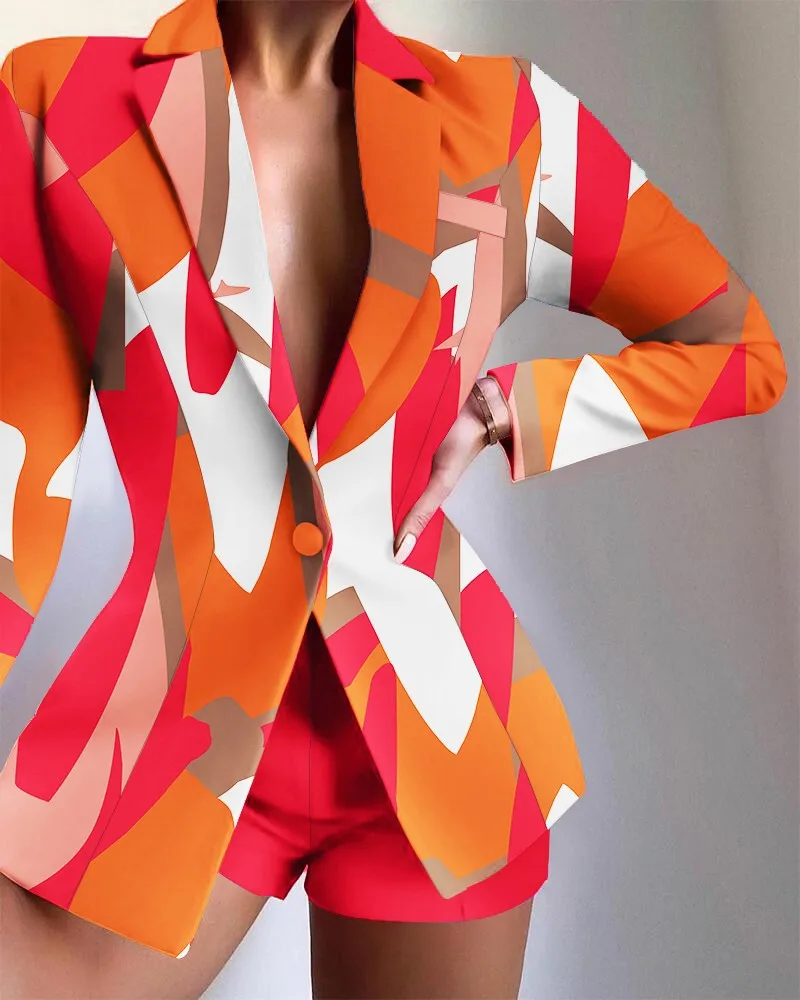 Two Piece Sets Women Graphics Print Blazer Set Elegant Office Suits Casual Slim Shorts Set Pants Street Wear Outfit Spring 2022
Two Piece Sets Women Graphics Print Blazer Set Elegant Office Suits Casual Slim Shorts Set Pants Street Wear Outfit Spring 2022