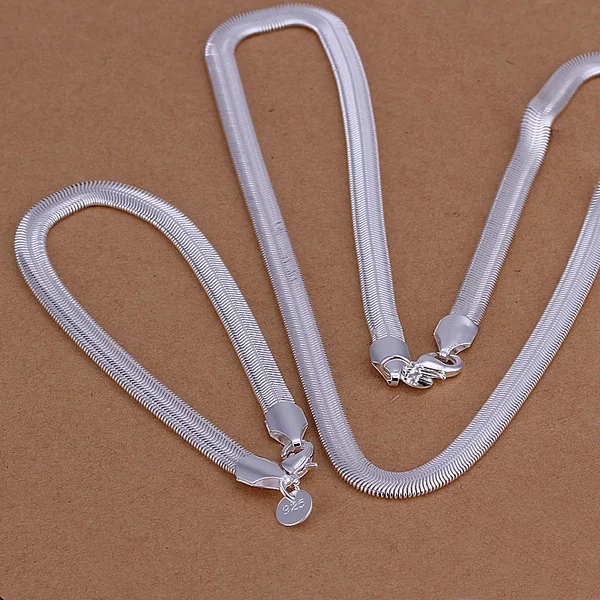 high-quality 6MM flat soft snake chain fashion Silver color women Mens wedding necklace bracelets jewelry Set with
high-quality 6MM flat soft snake chain fashion Silver color women Mens wedding necklace bracelets jewelry Set with