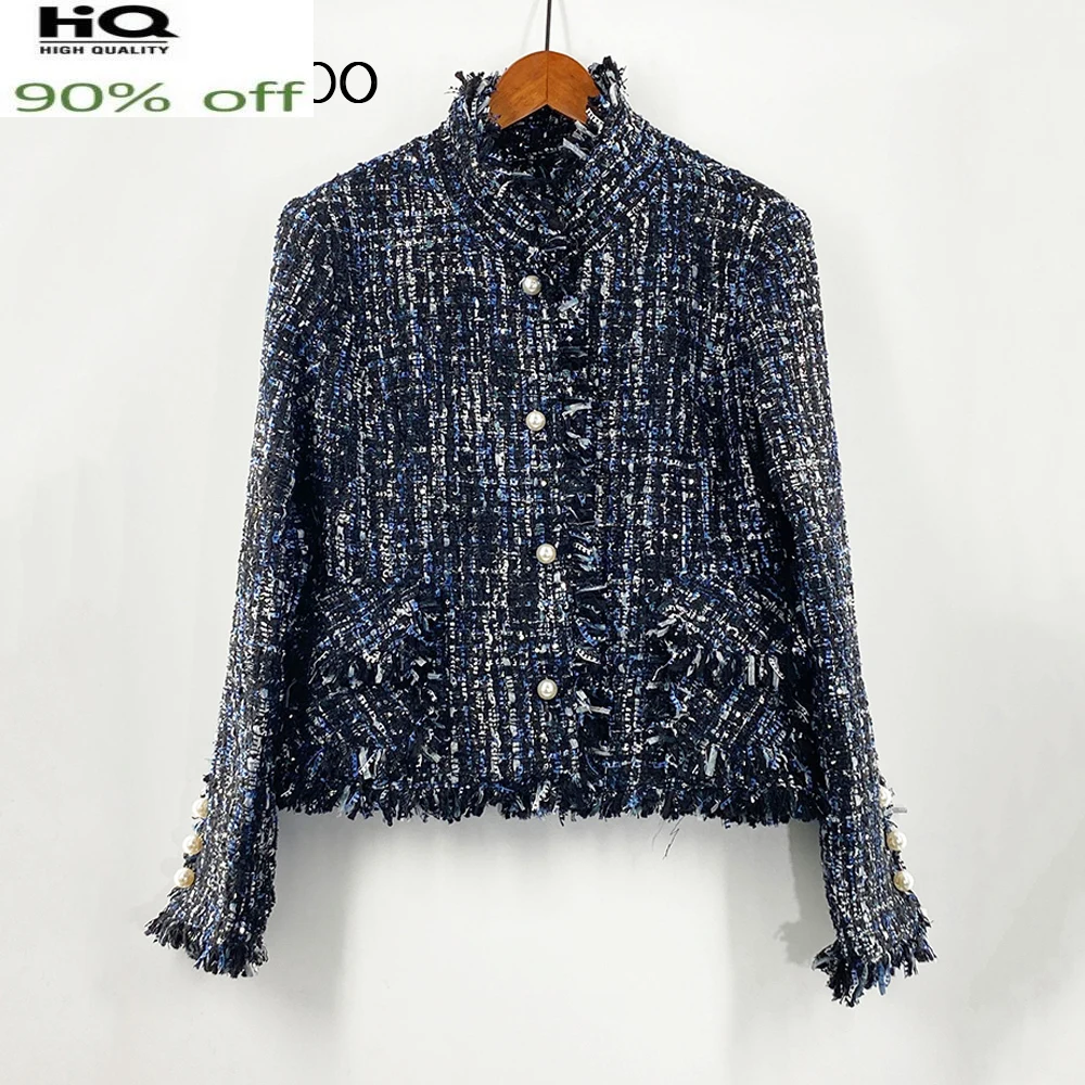Blue Dark Tweed Jacket spring / autumn /winter women's coat classic wild ladies bright wire braided tweed jacket
Blue Dark Tweed Jacket spring / autumn /winter women's coat classic wild ladies bright wire braided tweed jacket
