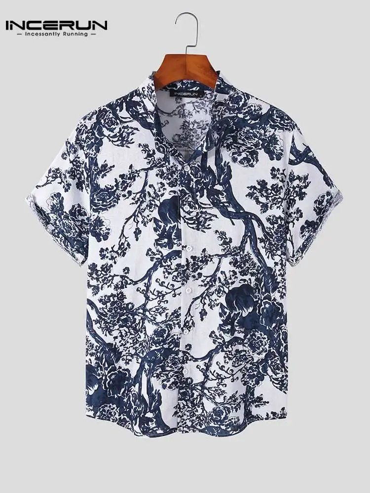 INCERUN Men Printed Shirt Lapel Short Sleeve Cotton Breathable Harajuku Men Clothing 2022 Button Vintage Summer Casual Camisas
INCERUN Men Printed Shirt Lapel Short Sleeve Cotton Breathable Harajuku Men Clothing 2022 Button Vintage Summer Casual Camisas