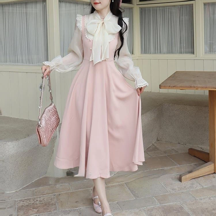 WDMSNA Autumn Lace Vintage Fairy Dress Women Patchwork Elegant Party Midi Dress Female Bow Korean Fashion One Piece Sweet Dress
WDMSNA Autumn Lace Vintage Fairy Dress Women Patchwork Elegant Party Midi Dress Female Bow Korean Fashion One Piece Sweet Dress