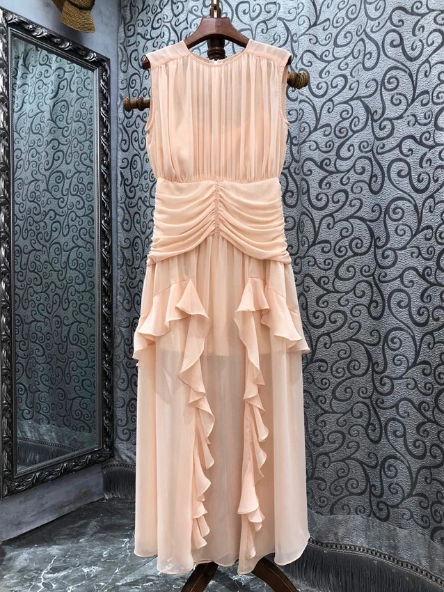 2023 new women fashion sleeveless round neck pleated ruffle edge fairy temperament long dress dress 0309
2023 new women fashion sleeveless round neck pleated ruffle edge fairy temperament long dress dress 0309