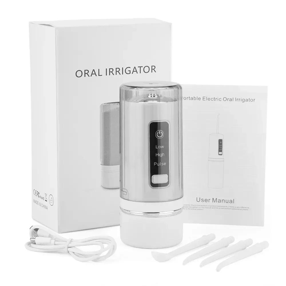 Electric Oral Irrigator Storable Water Flosser Portable Dental Water Jet 230ML Water Tank Waterproof Teeth Cleaner 4pcs Nozzles
Electric Oral Irrigator Storable Water Flosser Portable Dental Water Jet 230ML Water Tank Waterproof Teeth Cleaner 4pcs Nozzles