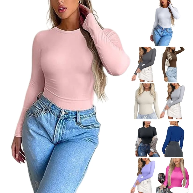 Womens Long Sleeve T-Shirts Fit Tops O-Neck Shirts Long Sleeve Sexy Thin T-shirt Solid Color Female Tshirt
Womens Long Sleeve T-Shirts Fit Tops O-Neck Shirts Long Sleeve Sexy Thin T-shirt Solid Color Female Tshirt
