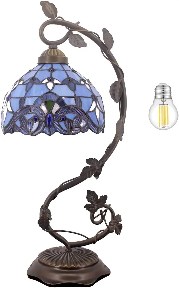Blue Purple Stained Glass Baroque Style Reading Desk Light, Metal Leaf Base 8X10X21 Inches Decor Small Space Bedside Bedroom Hom
Blue Purple Stained Glass Baroque Style Reading Desk Light, Metal Leaf Base 8X10X21 Inches Decor Small Space Bedside Bedroom Hom