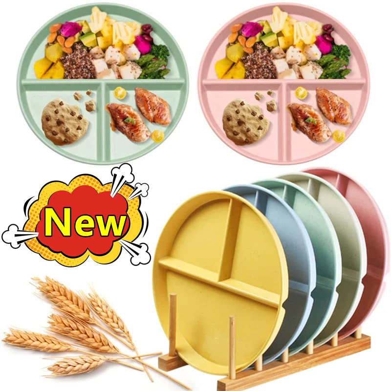 

8 Styles Eco-Friendly Wheat Straw Divided Plate Fruit Salad Food Tray Dinner Plate Compartment Plate Kitchen Dinnerware Plates