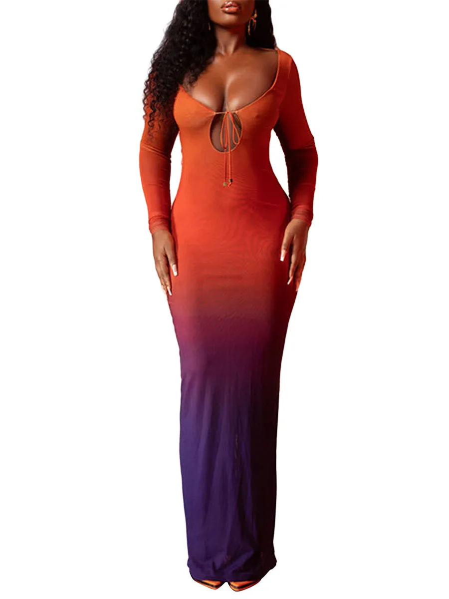Women s Bodycon Long Dress Long Sleeve Tie Backless Gradient Print Party Dress Split Cocktail Dress
Women s Bodycon Long Dress Long Sleeve Tie Backless Gradient Print Party Dress Split Cocktail Dress