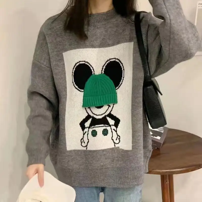 Женский пуловер с длинным рукавом, свободный трикотажный жаккардовый пуловер с мультяшным рисунком, универсальный, Осень-зима 2023
Женский пуловер с длинным рукавом, свободный трикотажный жаккардовый пуловер с мультяшным рисунком, универсальный, Осень-зима 2023